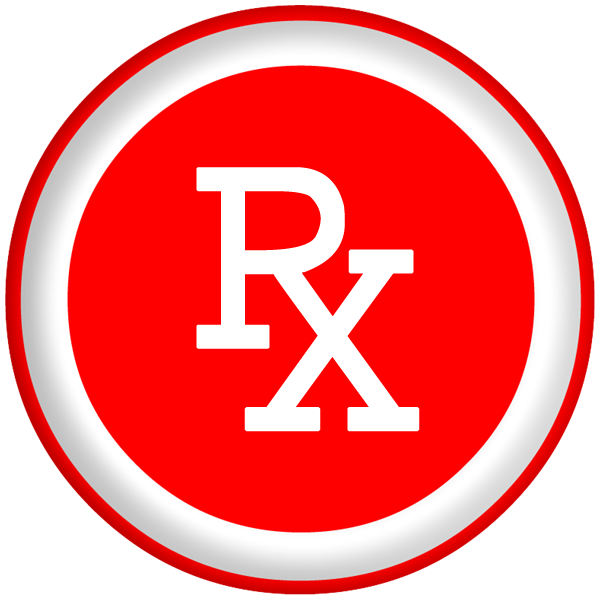 Rx Symbol White Roman Red Button  Clip Art