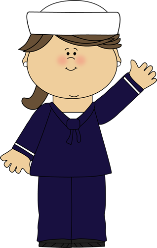 Sailor Waving Clip Art Image   Girl In A Blue Uniform With A White Hat