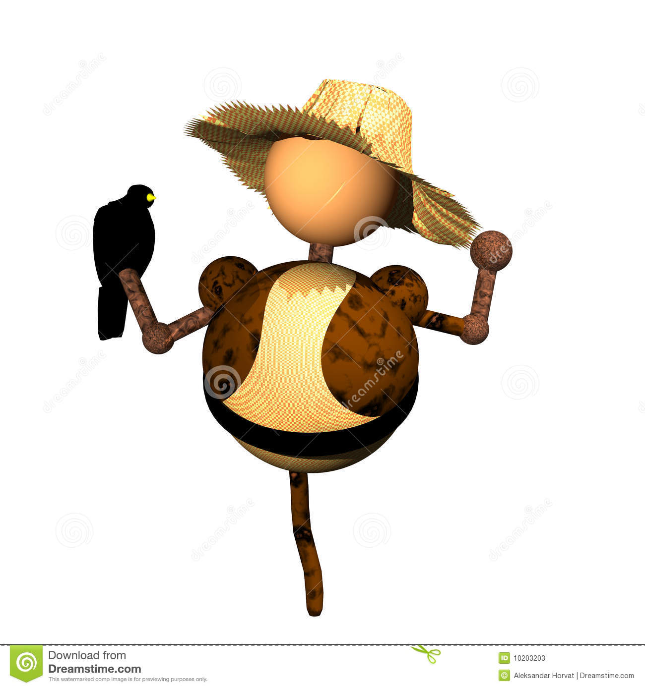 Scarecrow Figurine Clipart Computer Generated 3d Icon Of Scarecrow On