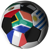 Soccer Ball Over White With 4 Flags   Group A 2010 Royalty Free Stock