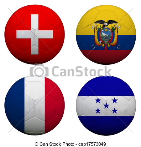 Soccer Balls With Group E Teams Flags Football Brazil 2014  Isolated