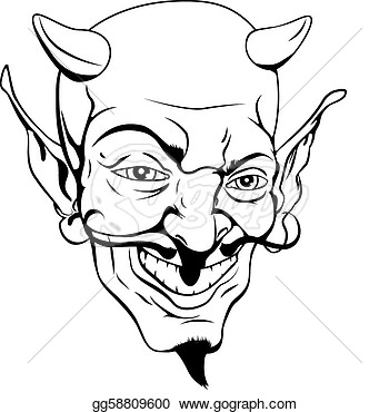 Stock Illustration   Monochrome Devil Face  Clip Art Gg58809600