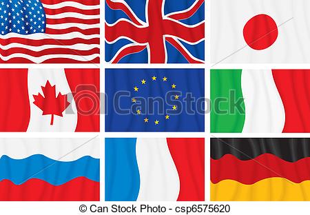 Vector Clipart Of G8 Group Flags   Flags Of G8 Countries Group