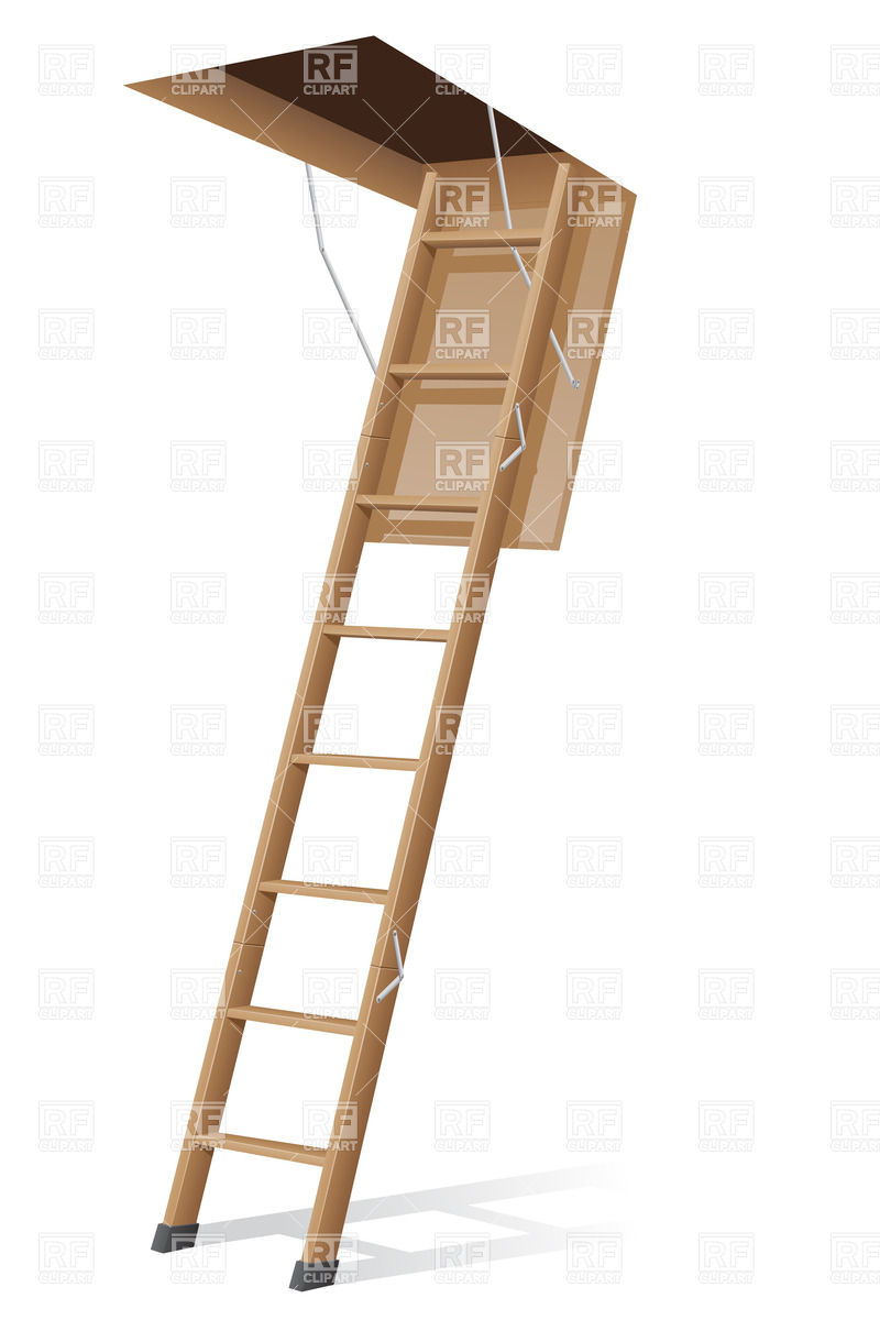 Wooden Ladder To The Attic Download Royalty Free Vector Clipart  Eps