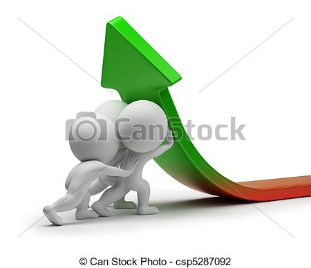 3d Small People   Team Lifting Upwards An Arrow  3d Image  Isolated