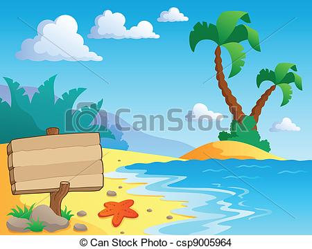 Beach Theme Scenery 2   Vector Illustration