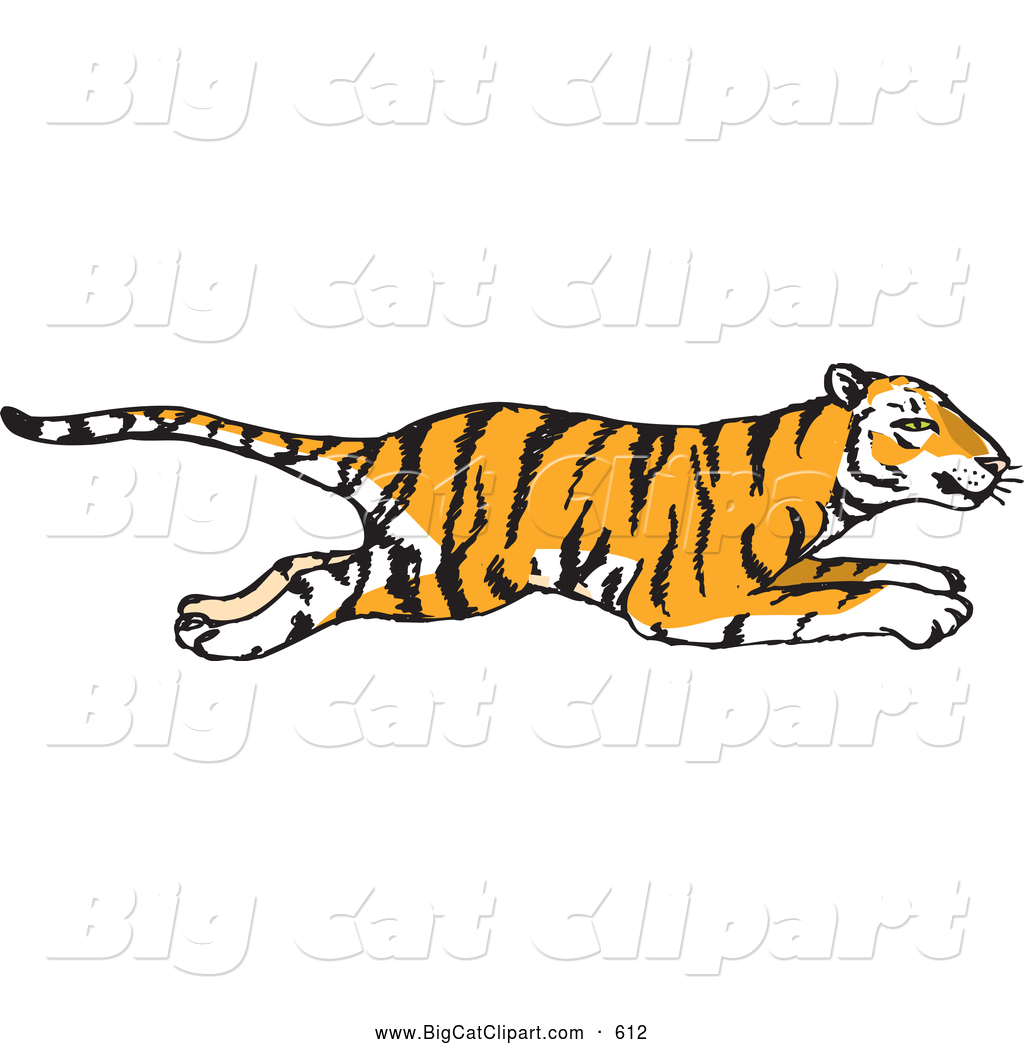 Big Cat Vector Clipart Of A Profiled Hasty Running Tiger By Dennis