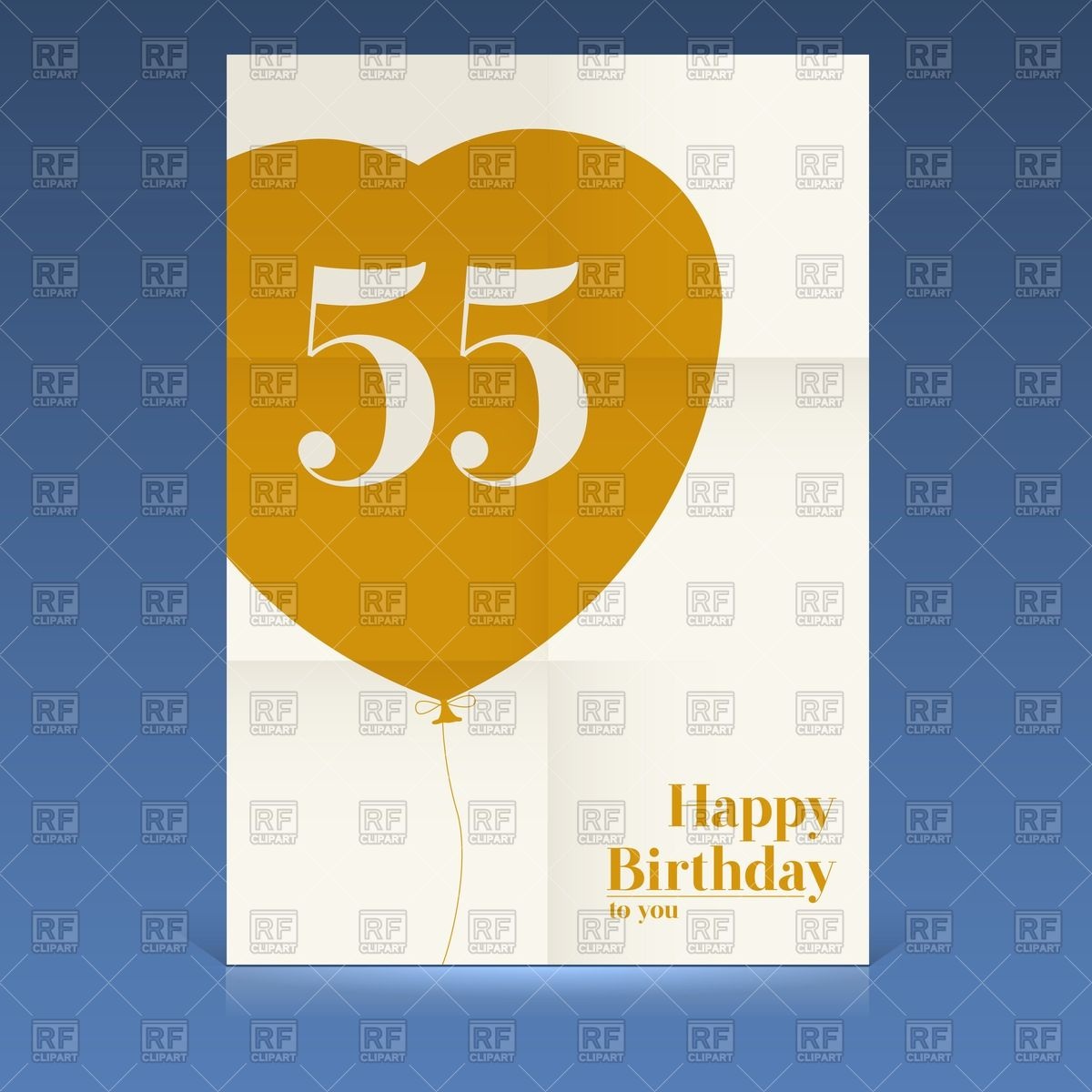 Birthday Paper Poster With Heart Shaped Balloon   55 Anniversary