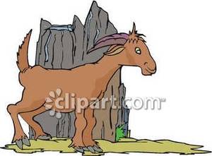 Brown Goat By A Fence   Royalty Free Clipart Picture