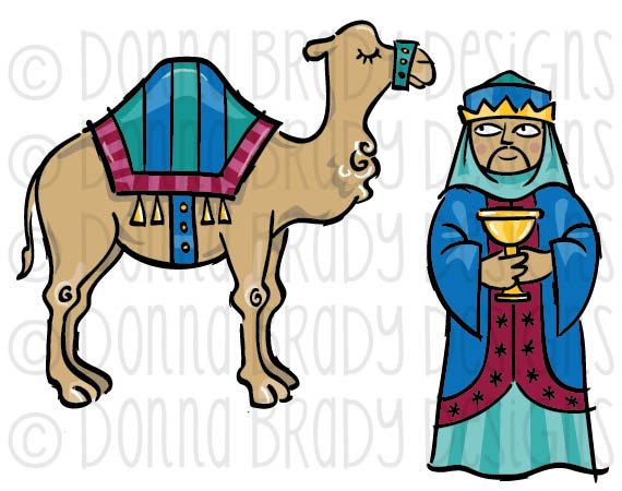 Christmas Nativity Three Kings Camel Digital Clip Art   Instant