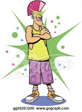 Clipart   80s Cartoon Guy In Retro Clothing And Wearing A Mohawk