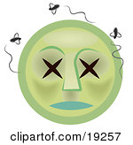 Clipart Illustration Of A Stinky Dead Green Rotten Smiley Face With Xs
