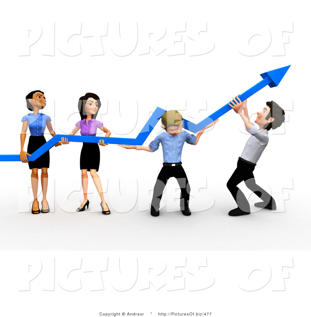 Clipart Of A 3d Diverse Business Team Holding An Arrow Up By Andresr    