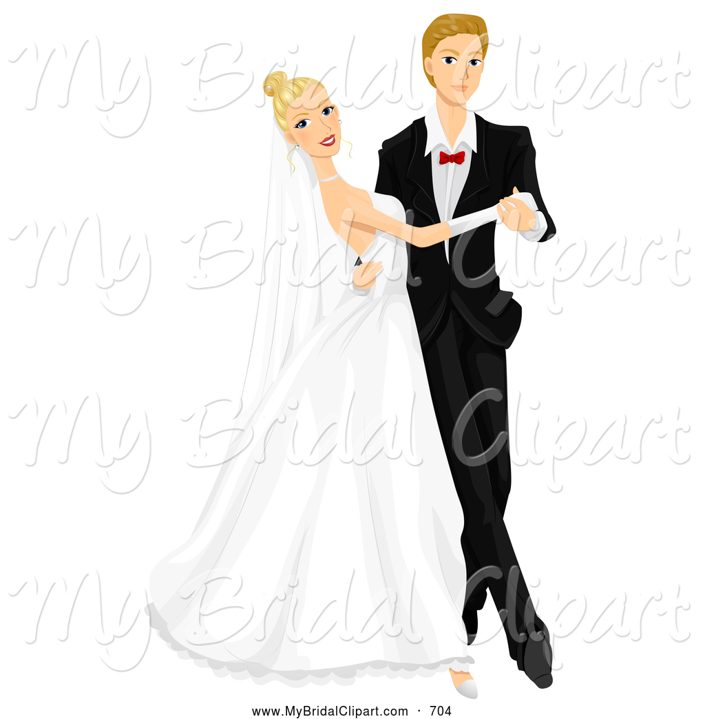 Clipart Of A Grinning Young Wedding Couple Dancing At Their Wedding By