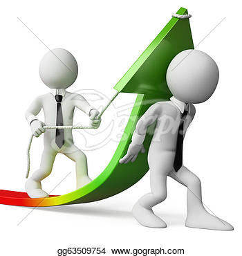 Drawing   3d White Business People  Sales Growth   Clipart Drawing