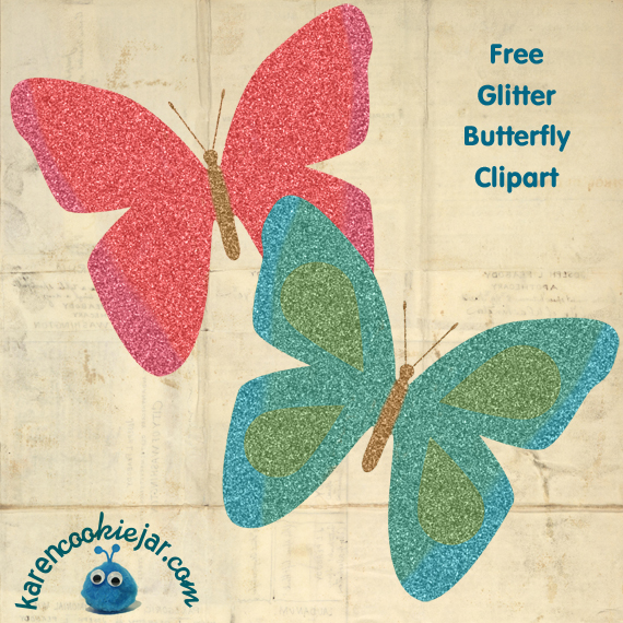 Free Glitter Butterfly Clipart   Karen Cookie Jar