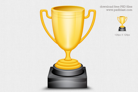 Gold Trophy Cup Icon  Psd