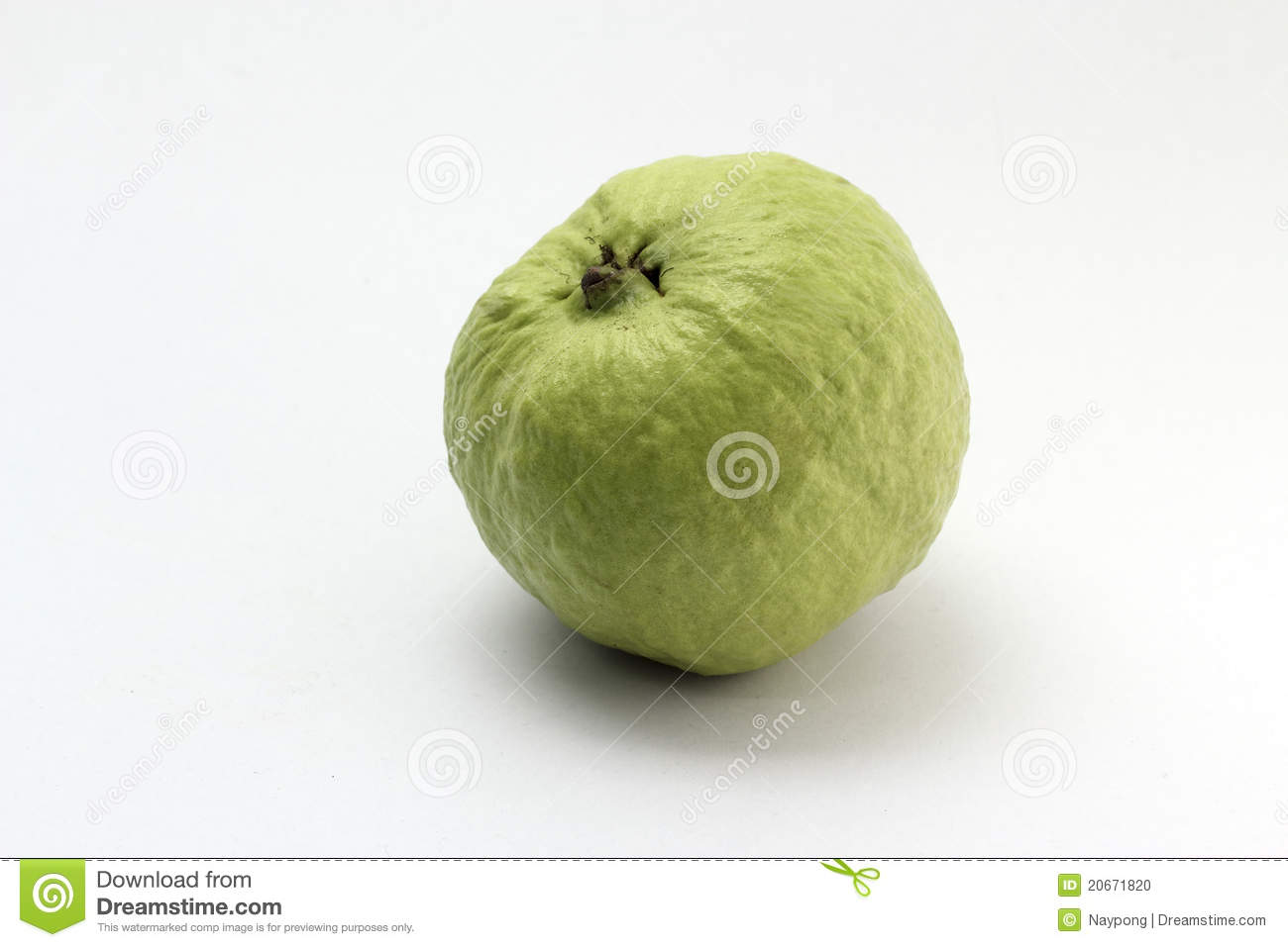 Green Guava On White Background