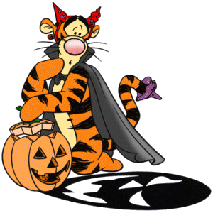 In Halloween Town Tigger Wears A Black Cape And A Black Collar  He