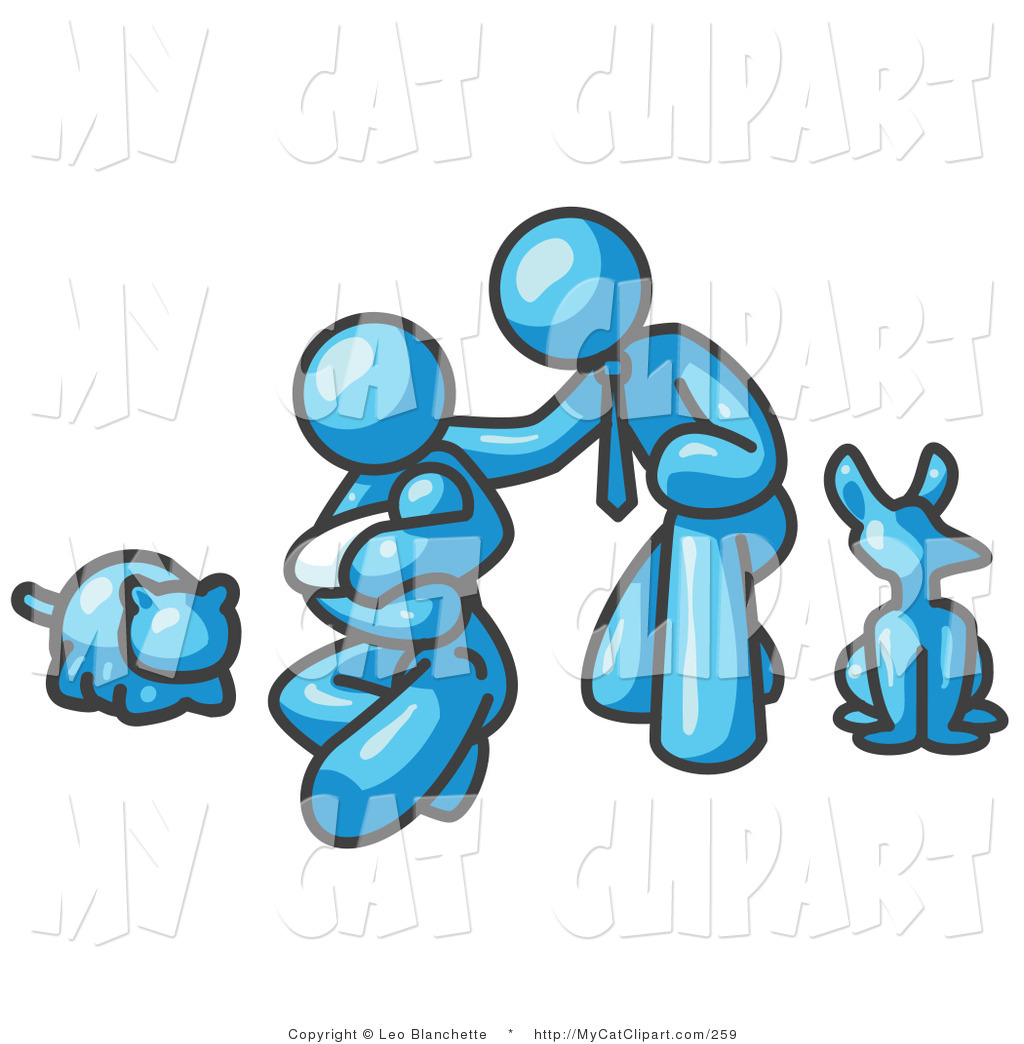 Larger Preview  Clip Art Of A Light Blue Family Dad Mother And