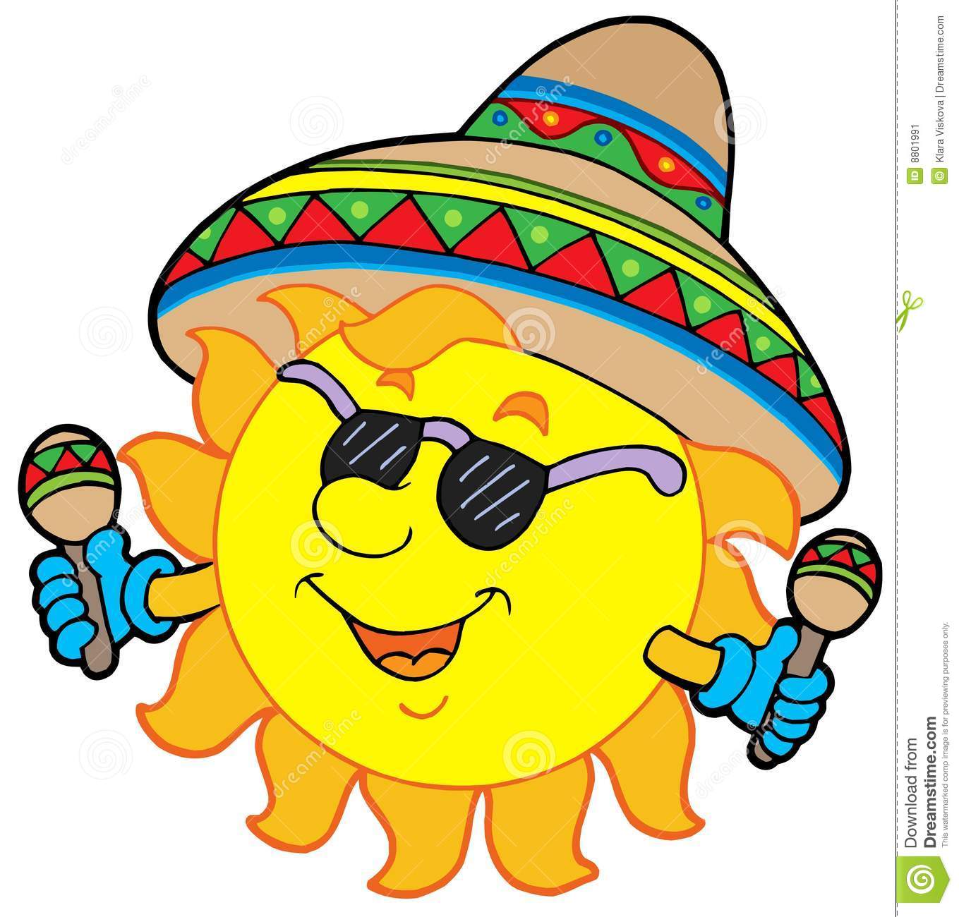 Mexican Sun On White Background   Vector Illustration
