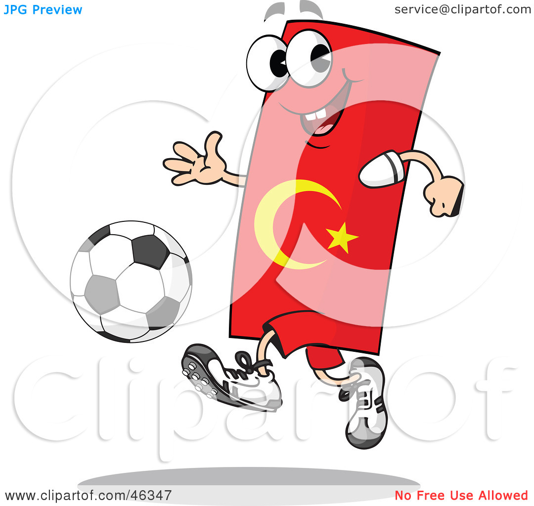 Royalty Free  Rf  Clipart Illustration Of A Turkey Flag Playing Soccer