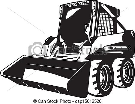 Small Skid Loader Black And White    Csp15012526   Search Clipart