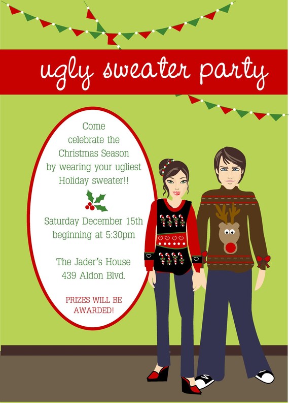 Ugly Sweater Christmas Party Invitations Template   Party Invitations