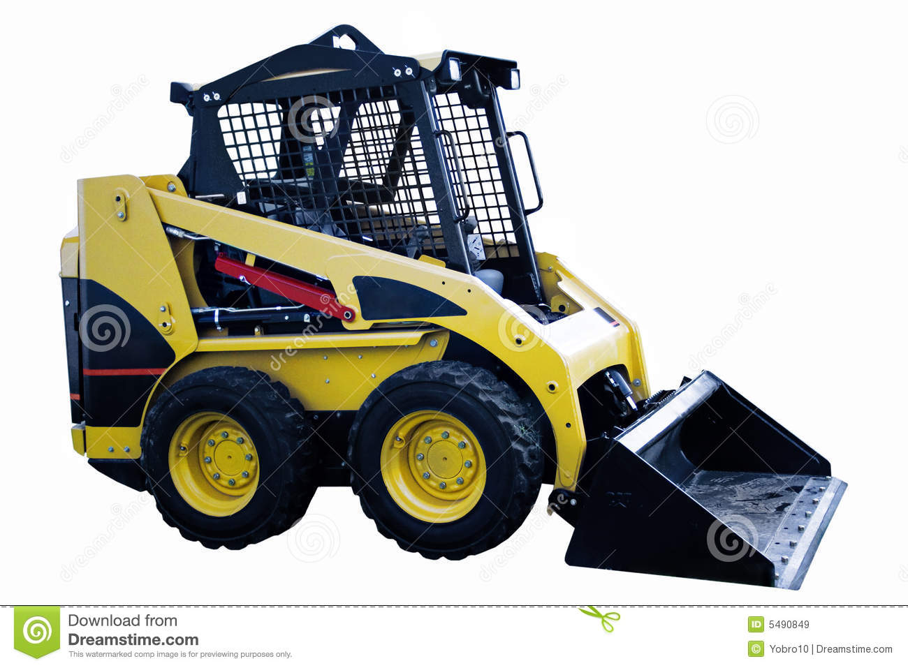 Yellow Skid Loader Or Bobcat Construction Equipment Isolated On A