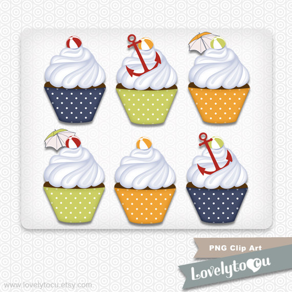 Baking Cupcakes Clipart Summer Beach Theme Cupcakes Digital Clip Art