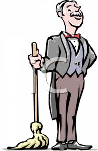 Butler With A Mop Clipart Picture