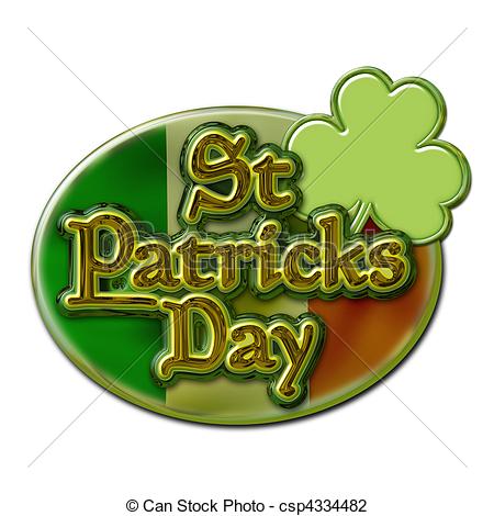 Clip Art Of St Pats Day Oval With Flag   Graphic Of St Patricks Day    