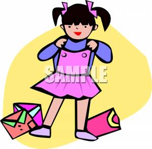 Clipart Image Of An Asian Girl Wearing New Clothes 
