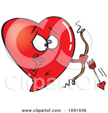 Clipart Red Heart Cupid With A Broken Arrow   Royalty Free Vector    