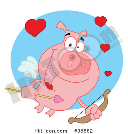 Cupid Clipart  35882  Cupid Pig Flying With Hearts A Bow And Arrow By    