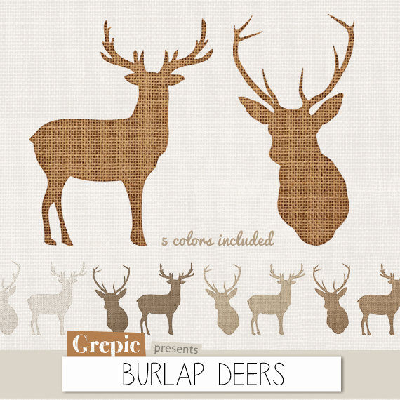 Deer Clip Art  Burlap Deers High Resolution Deers In Burlap   Linen