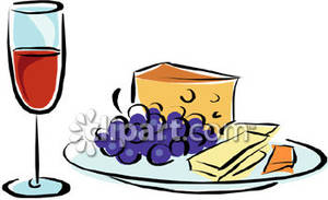 Finger Foods And A Glass Of Wine   Royalty Free Clipart Picture