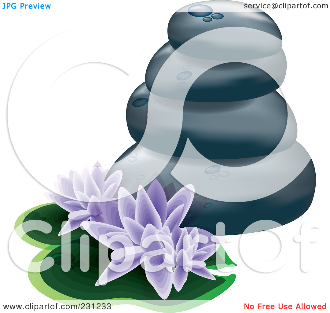 Free  Rf  Clipart Illustration Of Stacked Spa Stones With Purple