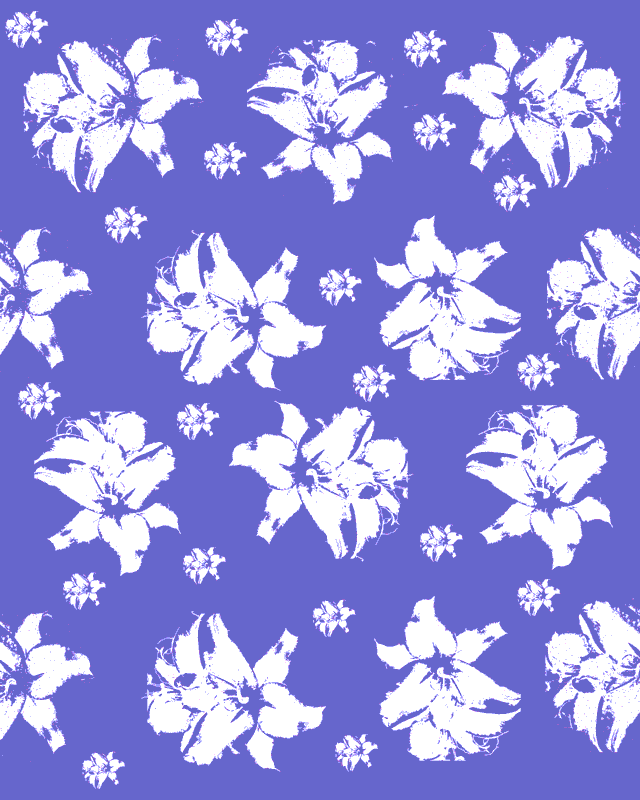 Lily Block Print Printable Paper   Purple Background With White Lilies