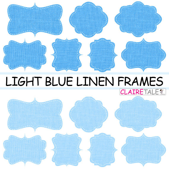 Linen   Burlap Frames Clipart  Blue Linen Frames Clipart Pack With