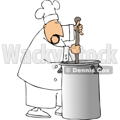 Male Chef Stirring Pot Of Stew Clipart   Dennis Cox  4294