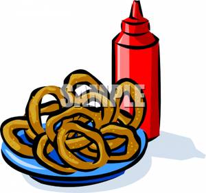 Onion Rings With Ketchup   Royalty Free Clipart Picture
