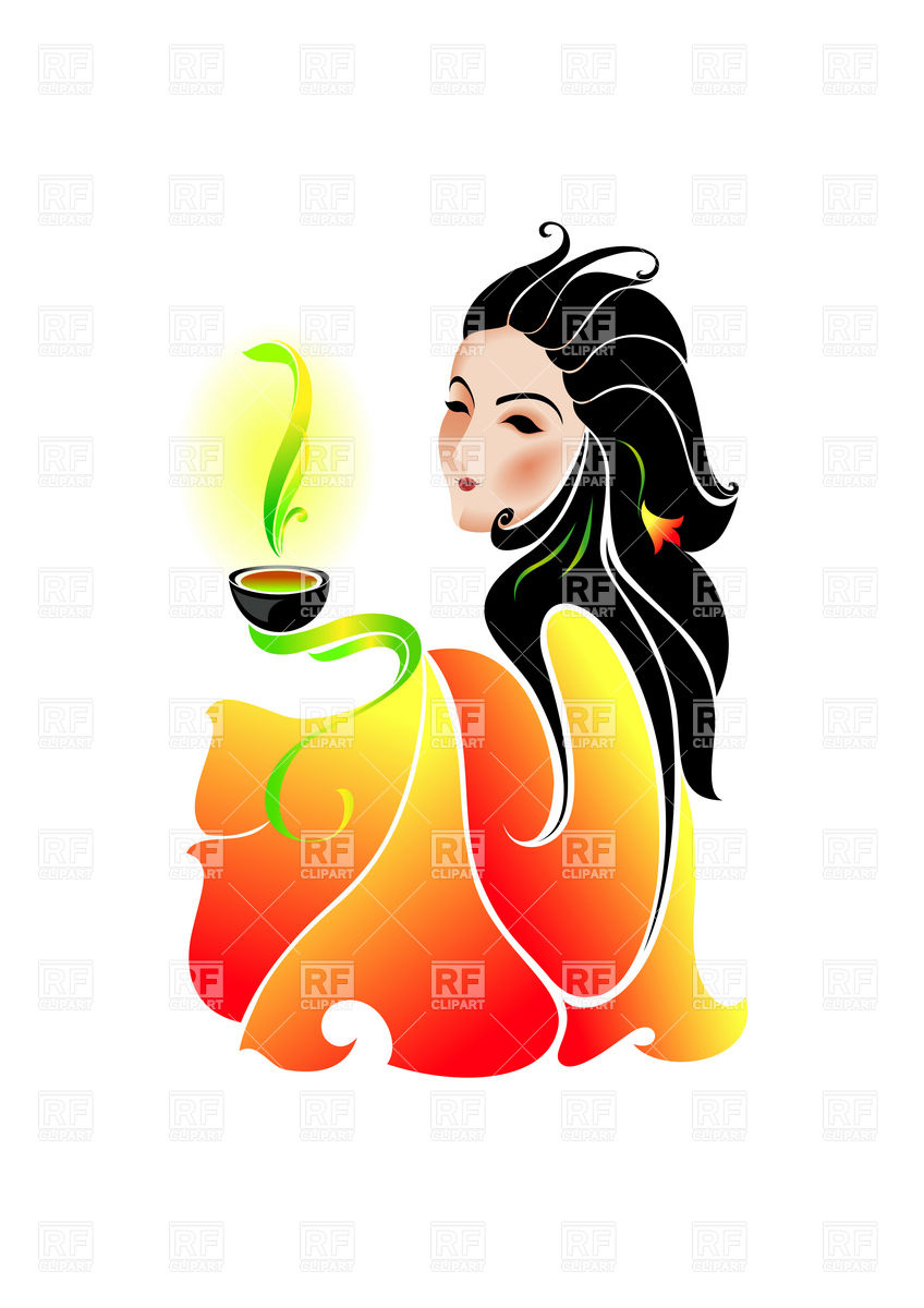 Woman Drinking Green Tea 8066 Download Royalty Free Vector Clipart