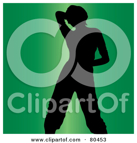 Woman Holding Her Hand Behind Her Head On Green By Pams Clipart  80453