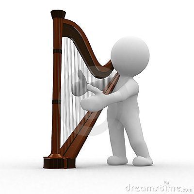 3d Human Play A Melody To His Harp 
