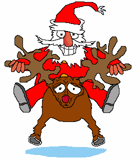 Animated Santa Claus And Reindeer Delivering Christmas Gifts