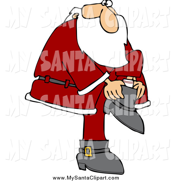 Art Of Santa Putting Boots On Santa Clip Art Djart