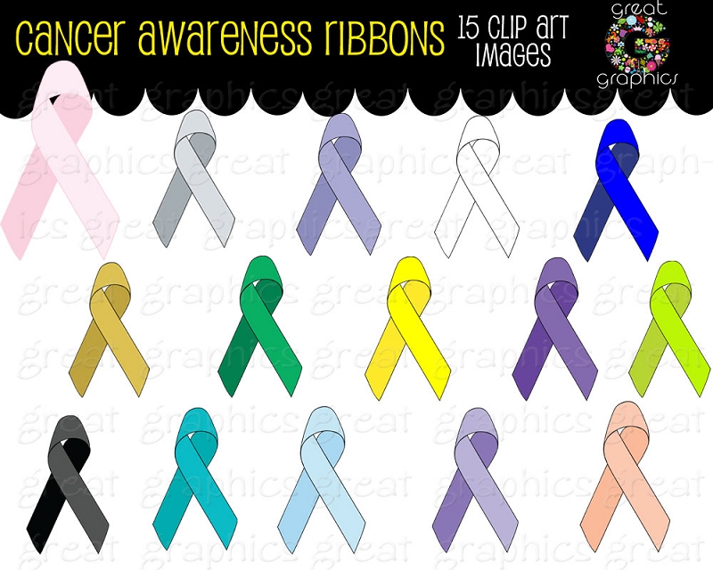 Cancer Ribbon Clip Art Digital Clip Art Cancer Awareness Ribbons