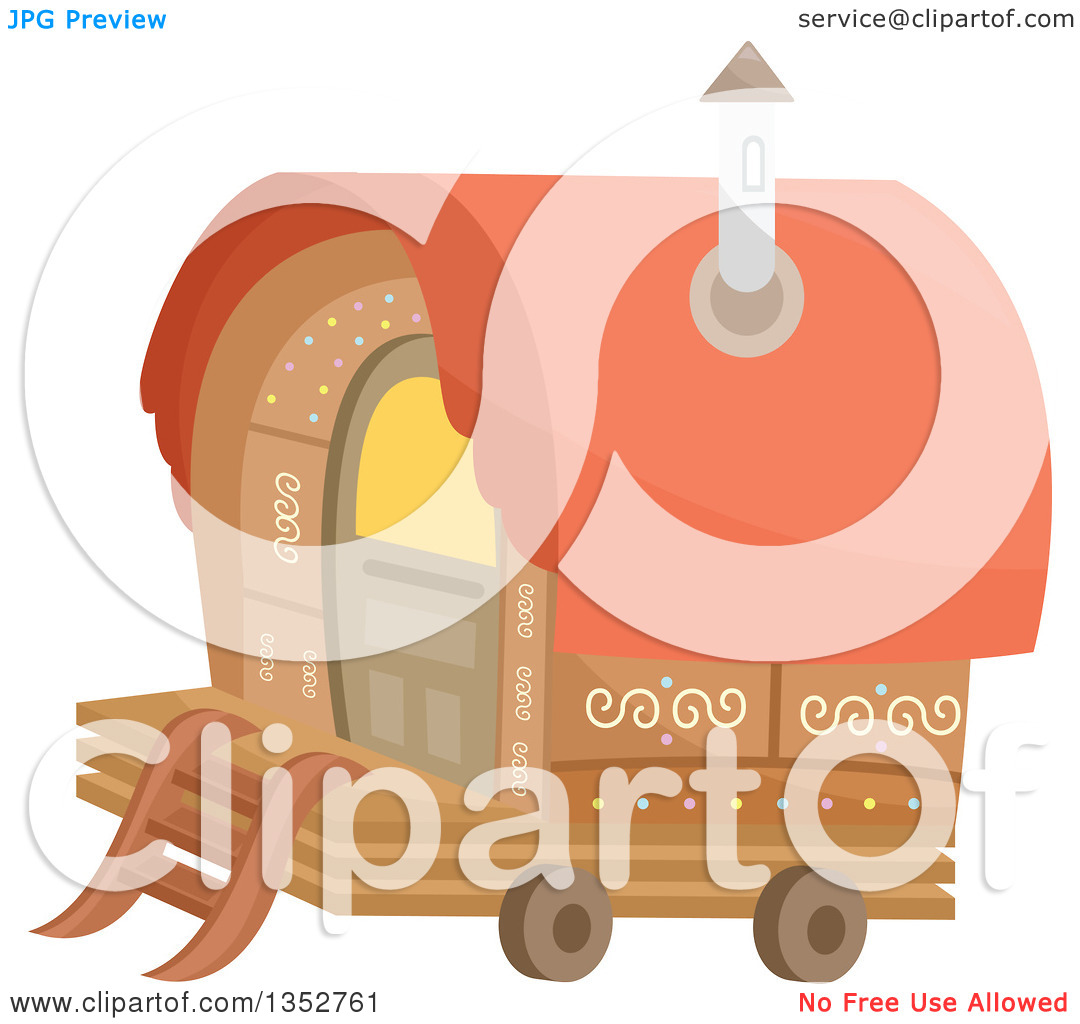 Clipart Of A Gypsy Romani Wagon   Royalty Free Vector Illustration By