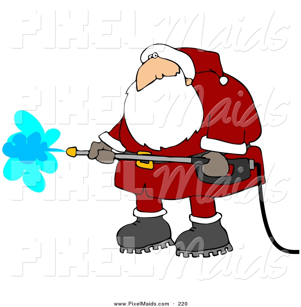 Clipart Of A Helpful Santa Claus In Red And White Suit Boots Clipart